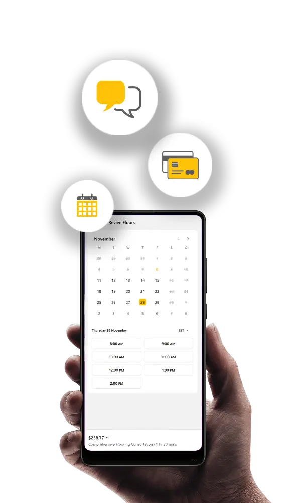 Fast digital booking system for flooring repairs - instant scheduling and consultation pricing for Revive Floors services